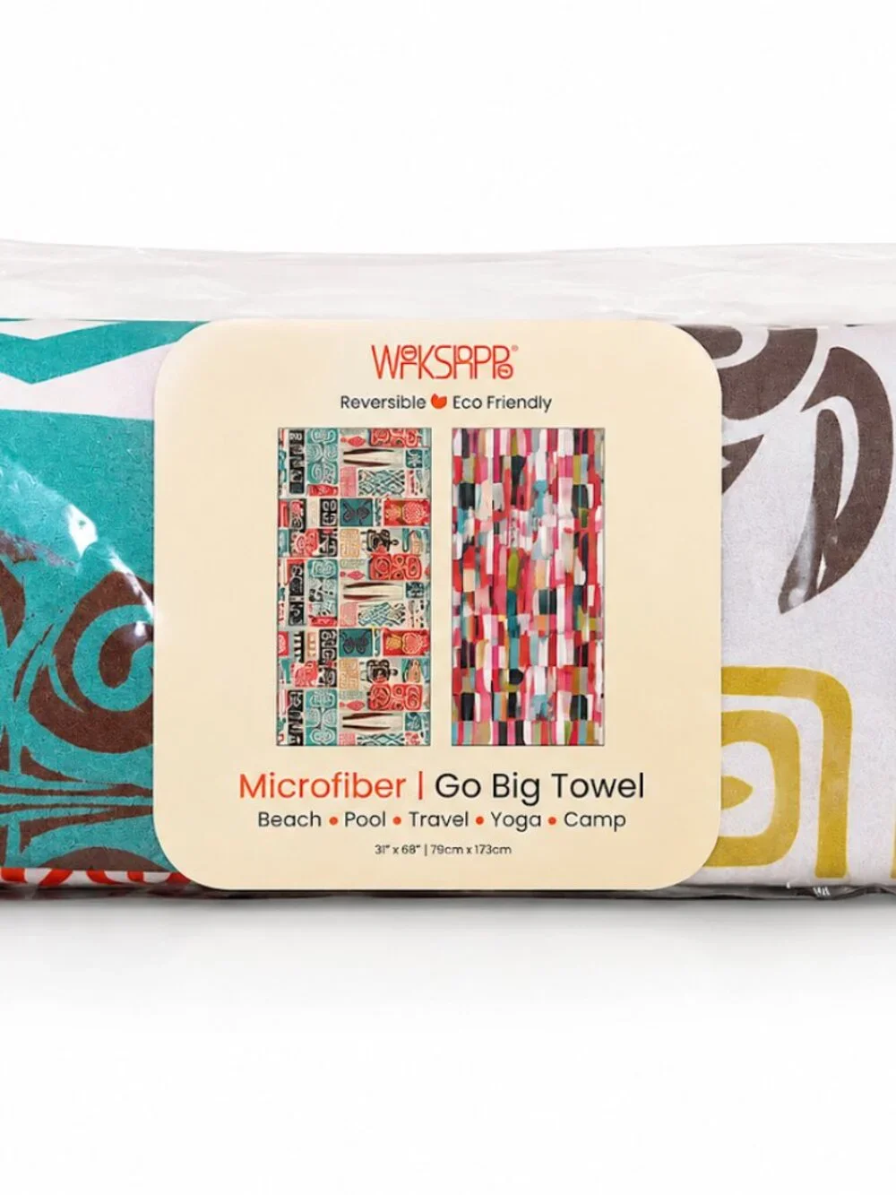 NWT Werkshoppe Microfiber Reversible Go Big Towel Oahu Breeze Beach